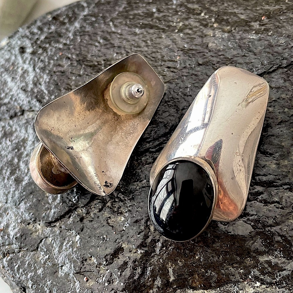 Native American Vintage Onyx Earrings - Picture 5 of 11
